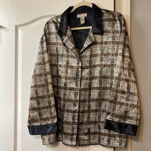 Ladies Lounging shirt Amanda Stewart Cozy Wear size 1X Black/ Brown /Tan